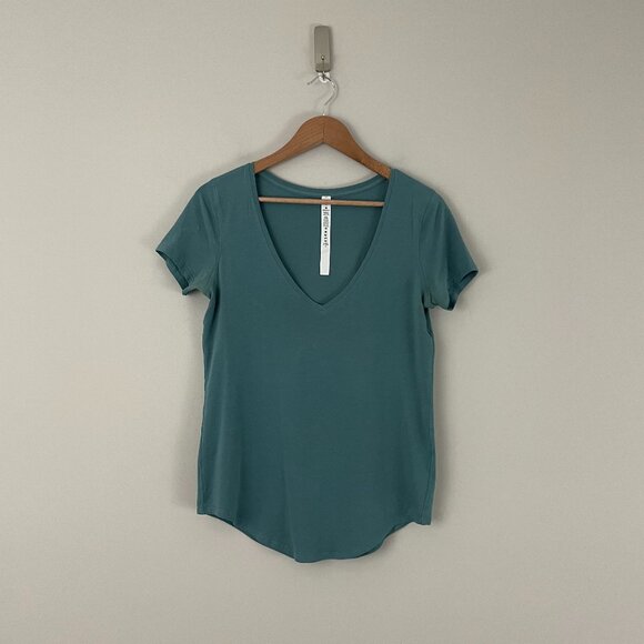 Lululemon Love V Neck T-Shirt Mystic Green Size 2 - Picture 1 of 5